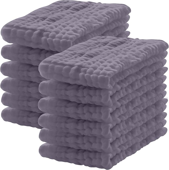 Lovely Care 12 Pack Muslin Burp Cloths 100% Cotton Muslin Cloths Large by Lovely+Care