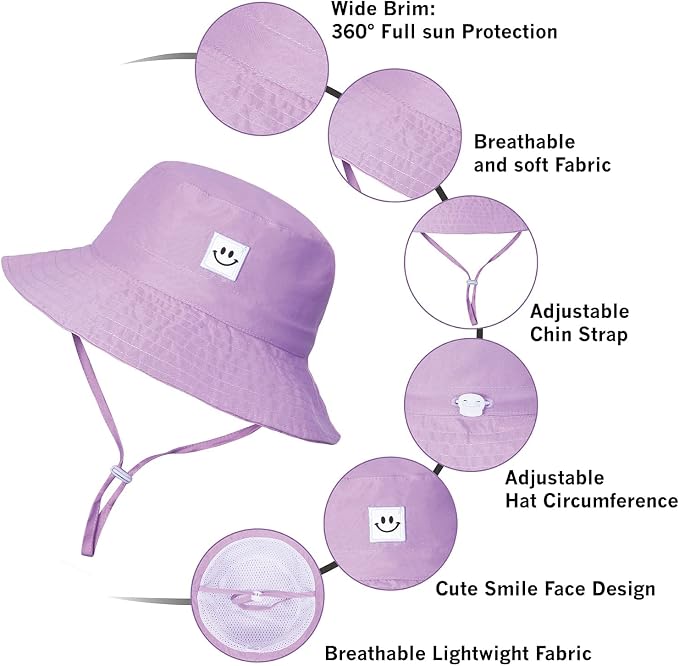 Baby Sun Hat Smile Face UPF 50+ Toddler Bucket Hat - Image 4