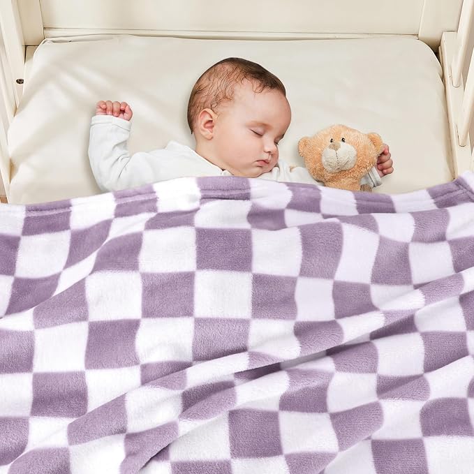 Yurhap Checkered Baby Blanket Fleece Baby Blankets - Image 3