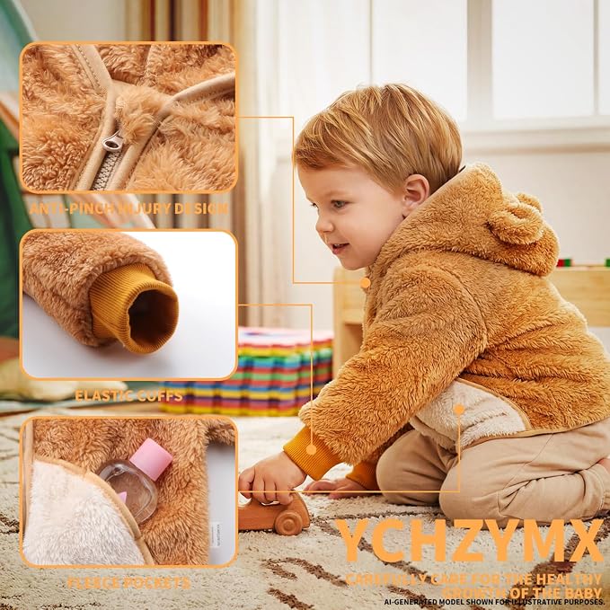 Baby Girl Winter Warm Fleece Jacket Toddler Boy Sherpa Infant Sweater Coat | - Image 4