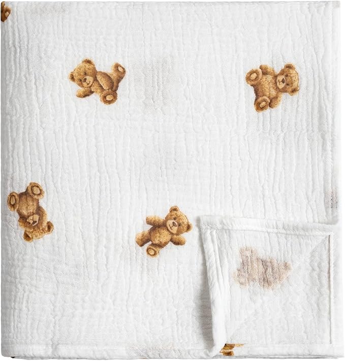 Meracorallo Muslin Swaddle Blanket, 100% Cotton Receiving Blanket, Bears | Soft by Meracorallo