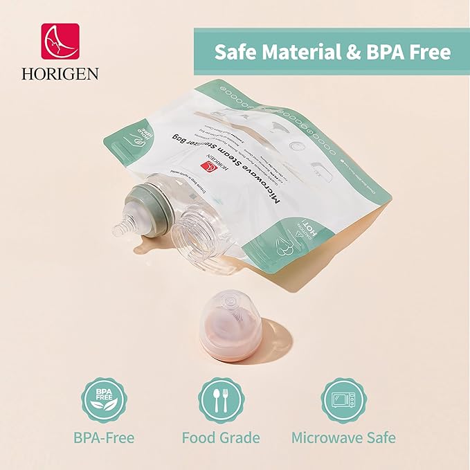 Larger Microwave Sterilizer Bags, Reusable Baby Bottle Sterilizer Bags(20 Uses Per Bag), Microwave Steam Sterilizer Bags Great Cleaner for Baby Bottle and Pump Parts When Travel and Work(16 Packs)