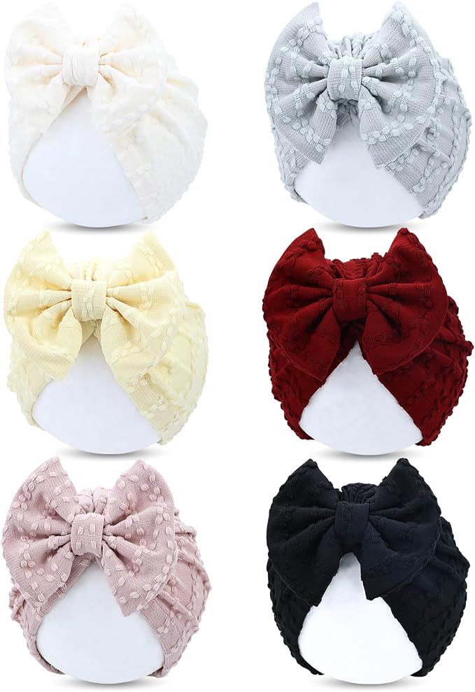 Cinaci 6 Pack Nursery Hospital Caps Bonnets Beanies Headwraps Turban Hats by Cinaci