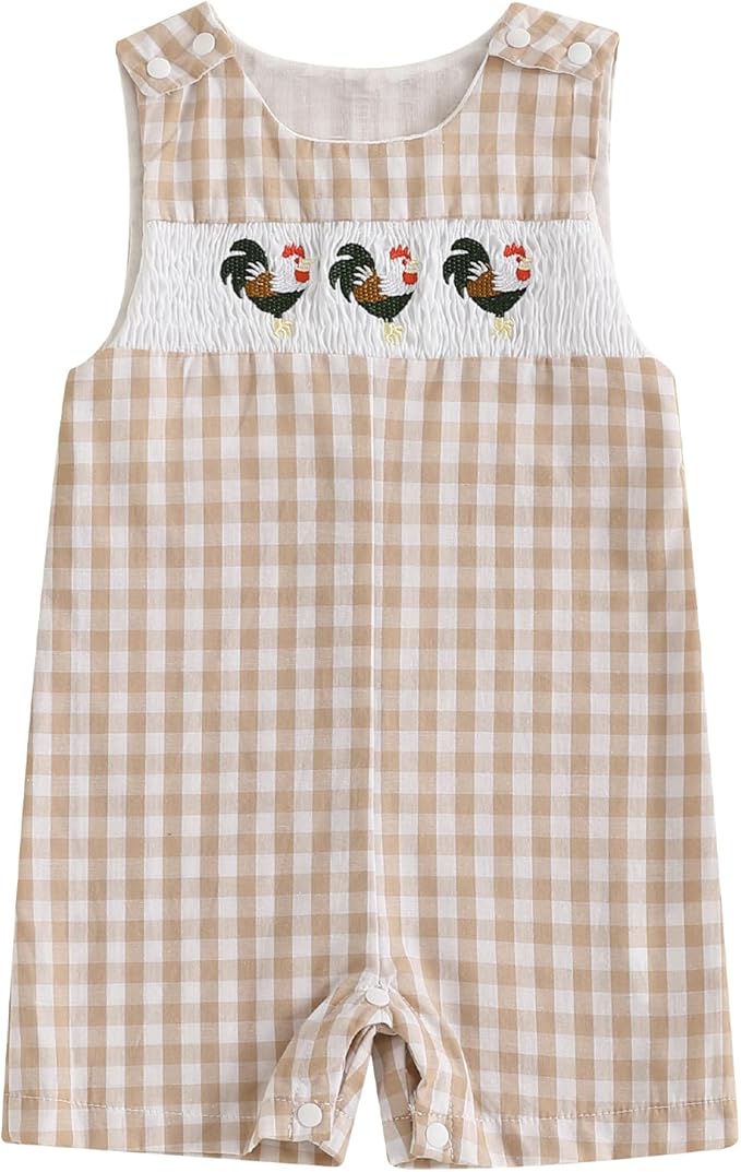 Newborn Baby Boys Sleeveless Seersucker Romper One Piece Straps Overalls by Arvbitana