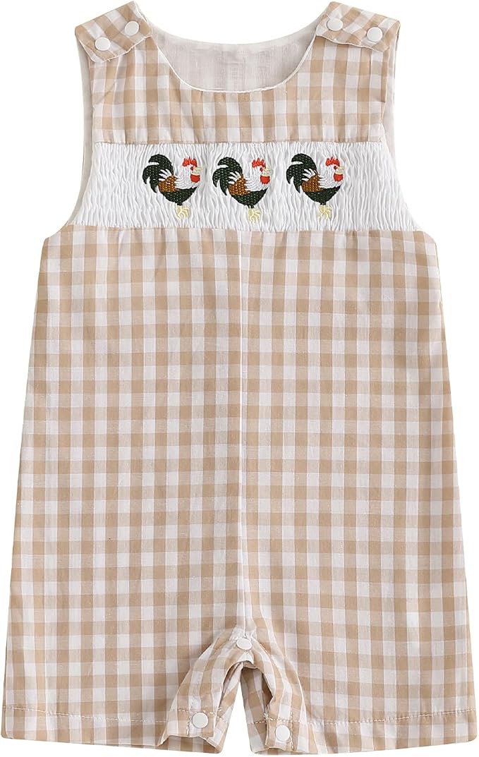 Newborn Baby Boys Sleeveless Seersucker Romper One Piece Straps Overalls by Arvbitana