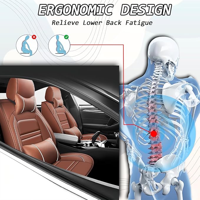Car Seat Covers for Dodge Journey 2009-2020 | 5-Seats Seat Covers, Waterproof Seat Protectors, Automotive Seat Covers (Full Set with Pillow,Coffee)