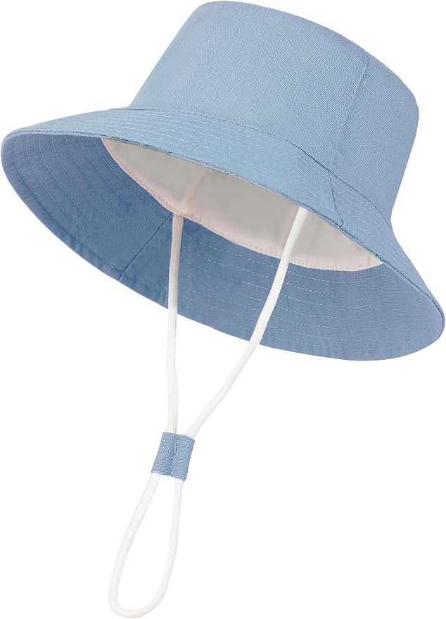 Baby Boy Sun Hat Toddler Bucket Beach Hat Girl UPF 50+ Cotton Linen by YMYDYFC