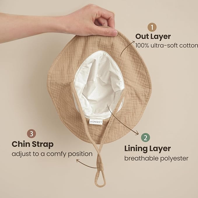 Konssy 2-Pack Muslin Baby Girl Sun Hats - Image 2