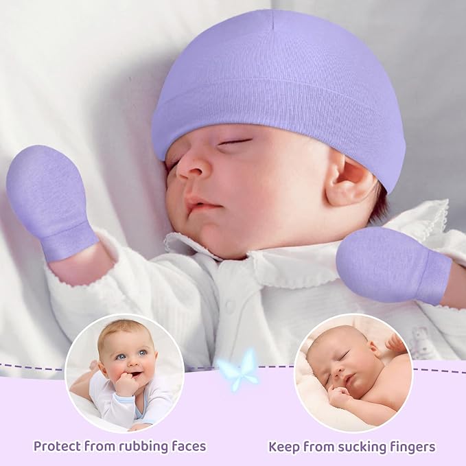 Century Star Cotton Newborn Baby Beanie Hats and Mittens Set Infant Hats - Image 2