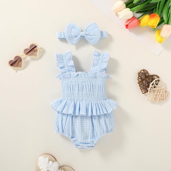 YOUNGER TREE Baby girl Romper Infant Summer Clothes Ruffle Sleeveless One Piece - Image 3