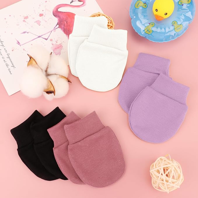 AQOKKA Newborn Baby Mittens No Scratch Cotton Elastic Wrist Gloves Infant - Image 6