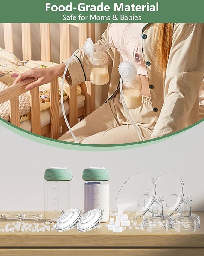Breast Pump Parts Compatible with Spectra S1/S2/9 Plus/Synergy Gold, Full Set Replacement Parts for Spectra Include 25mm Flange, Duckbill Valve, Backflow Protector, Tubing, Bottle, Not Original Parts