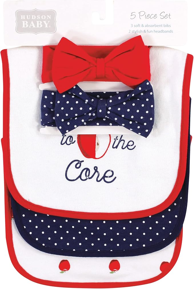 Hudson Baby Unisex Baby Cotton Bib and Headband Set - Image 2