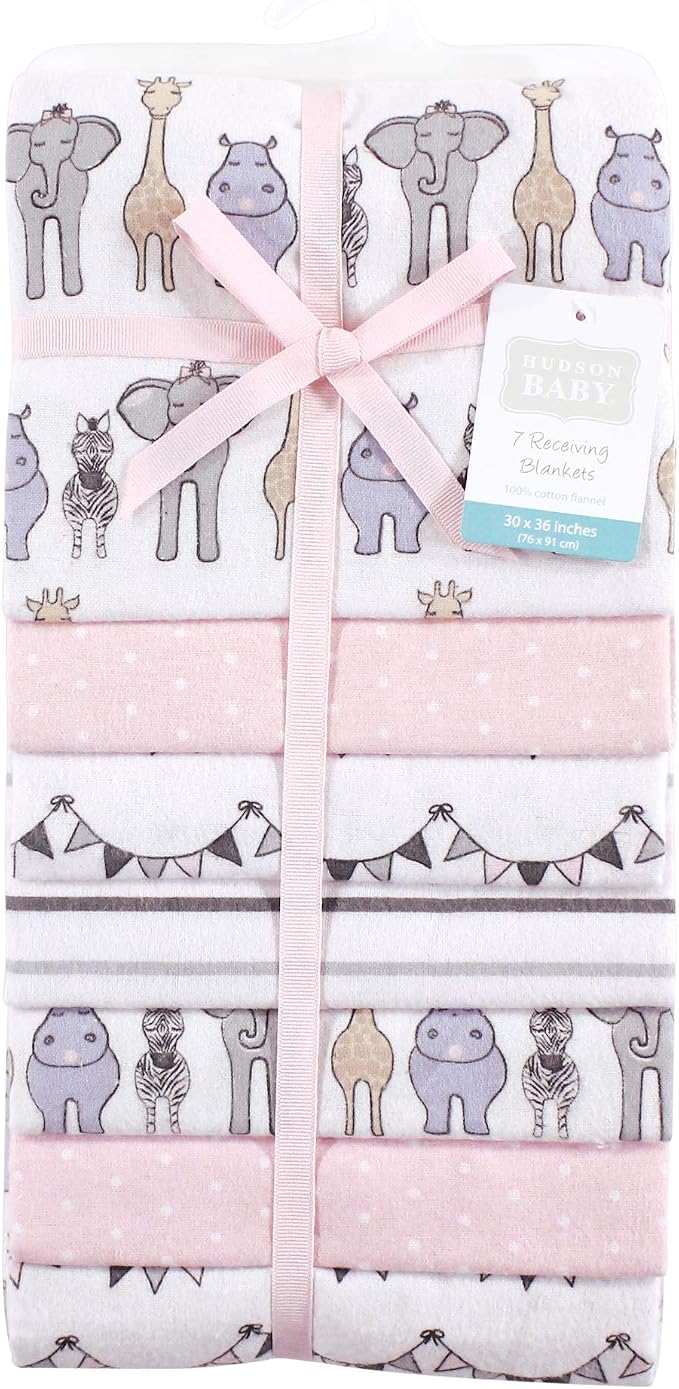 Little Treasure Hudson Baby Cotton Poly Flannel Receiving Blankets Multipack - Image 2