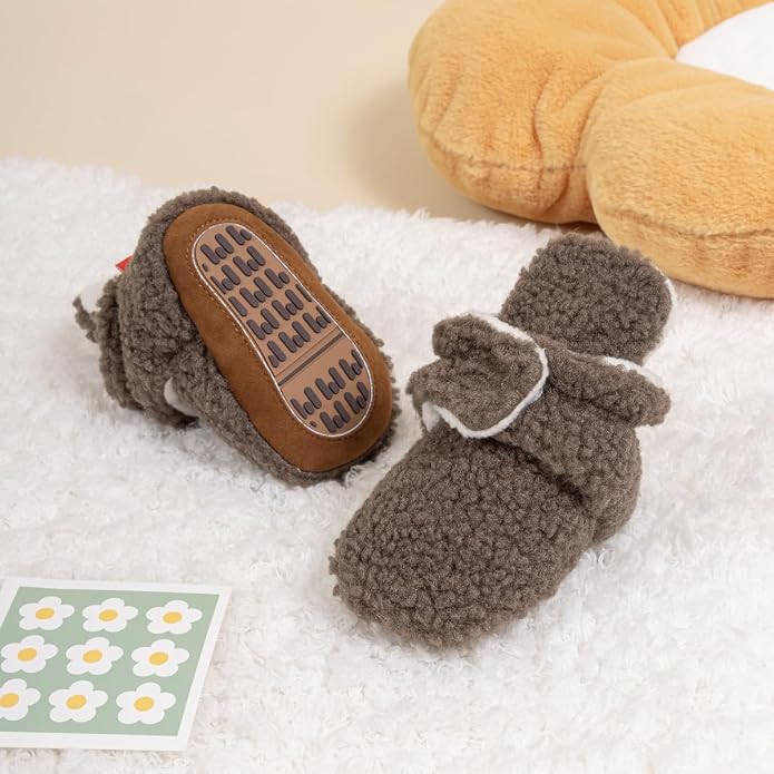 Babelvit Newborn Baby Boy Girl Soft Fleece Booties Stay On Infant Slippers - Image 3