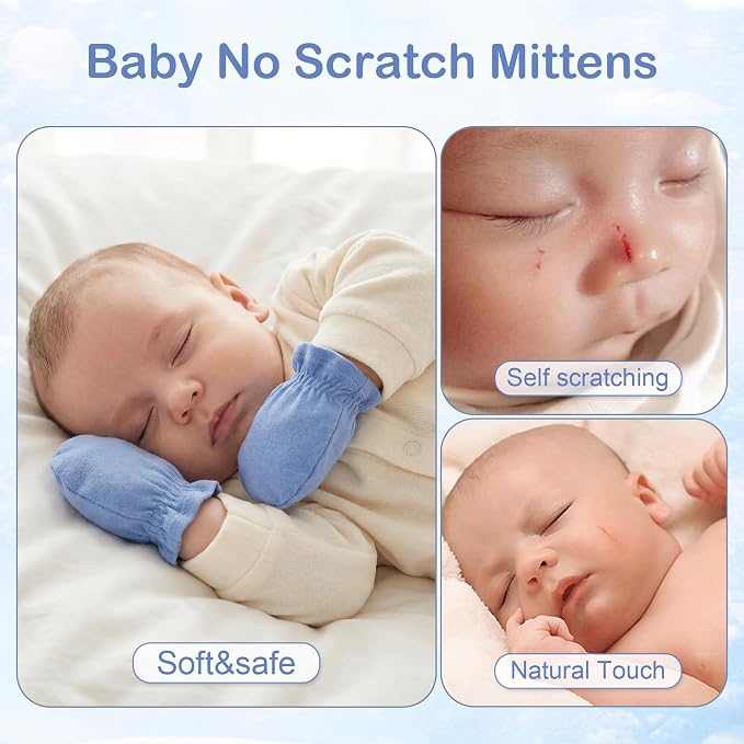 Pro Goleem Newborn Baby Mittens 100% Cotton No Scratch Soft Breathable Gloves - Image 3