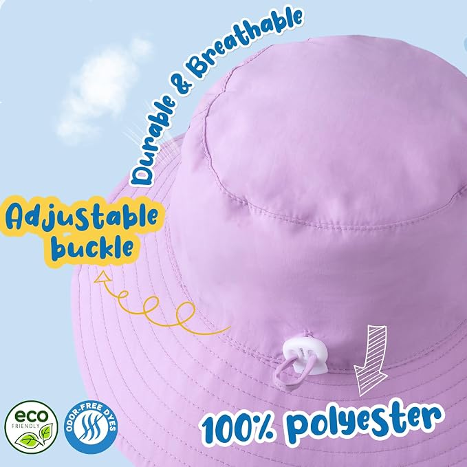 Baby Sun Hat Kids Summer Sun Protection Toddler Bucket Hat Wide Brim Adjustable - Image 2