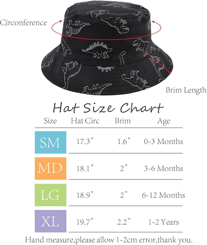 JANGANNSA Dinosaur Baby Boys Sun Hat Cotton Toddler Girls Bucket Hats Summer - Image 6