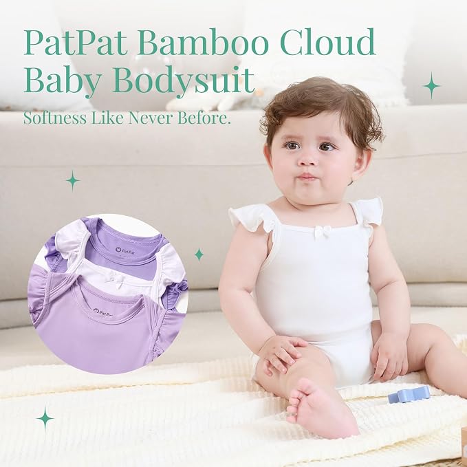 PATPAT Baby Girl Bamboo Viscose Bodysuits Set - Image 2