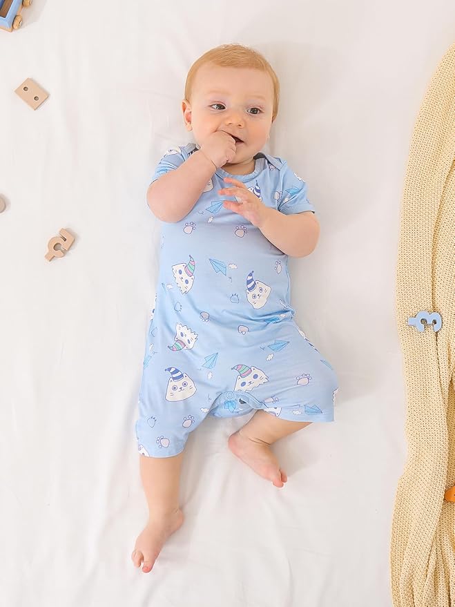 GUISBY Baby Rayon Romper Pajamas, 0-24M | Silky Soft Feel，Snap Closure，Footless - Image 5