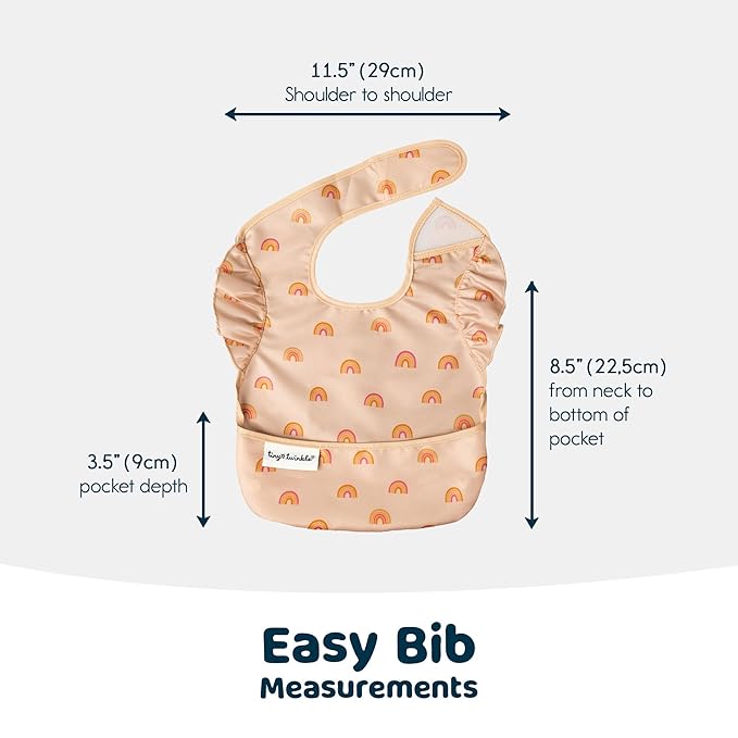 Tiny Twinkle Mess Proof Baby Bibs for Eating – Waterproof, Wipeable Toddler Bibs with Pocket – Baby Food Bibs for Girls & Boys(3 Pack,Boho Set)
