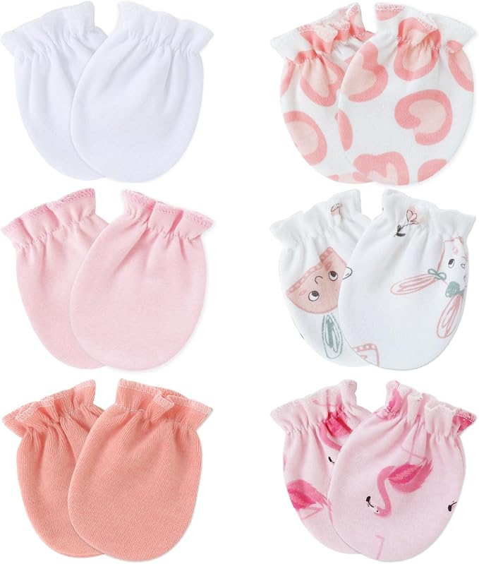 Baby Mittens 0-6 Months No Scratch 100% Cotton Gloves by Flagsky