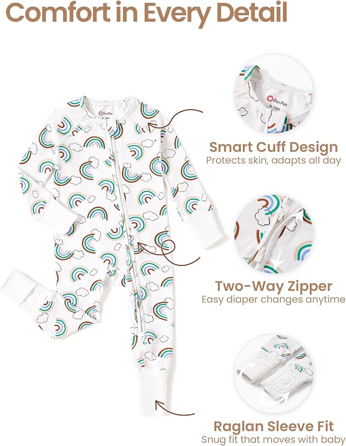 PATPAT Organic Cotton Baby Footie Pajamas - Image 5