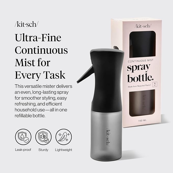 Kitsch Continuous Spray Bottle for Hair – Black, 150ml | Fine Mister Spray - Image 2
