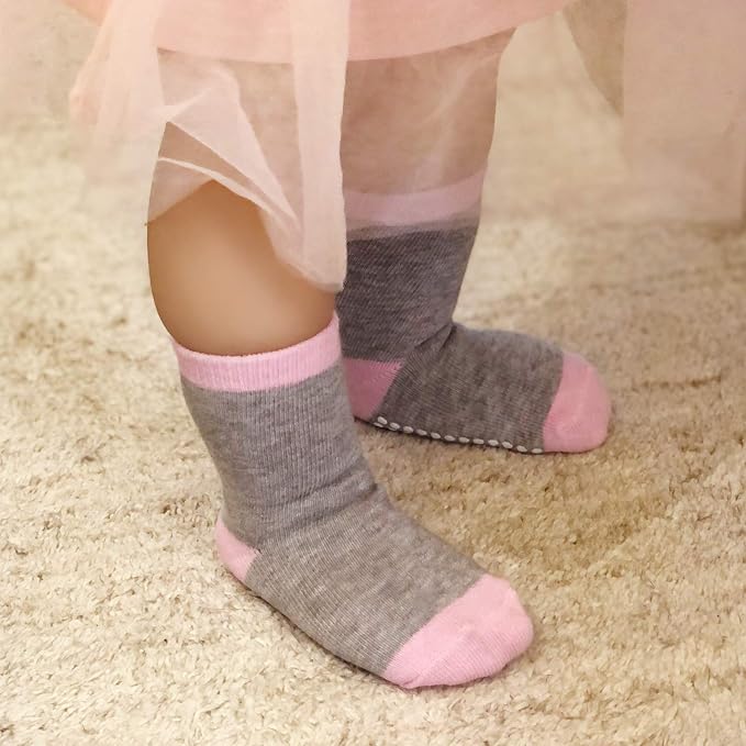 Baby Toddlers Crew Socks with Non-Slip Grip 12 Pack Cotton Stretch Socks | Soft - Image 2