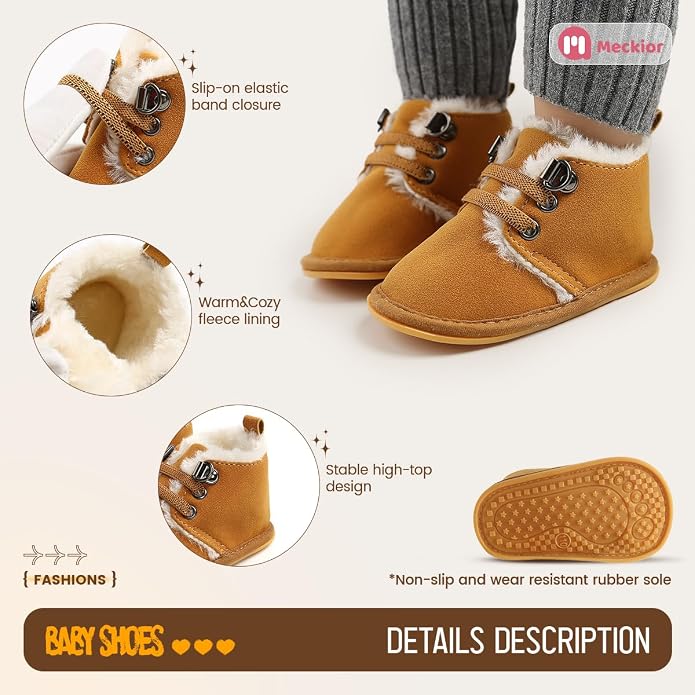 Meckior Baby Booties Newborn Infant Unisex Baby Girls Boys Velvet Rubber - Image 5