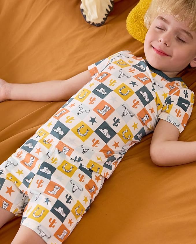 babee Reshinee Bamboo Viscose Toddler Boys Pajamas Set, Short Sleeve Kids - Image 5