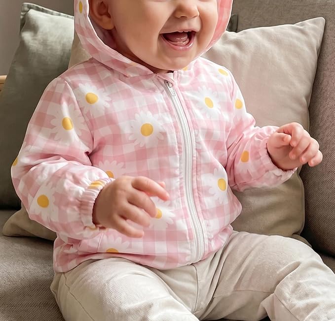 Toddler Windbreaker Jacket Baby Girl Hooded Zip Up Sweatshirt Winter Jacket - Image 3