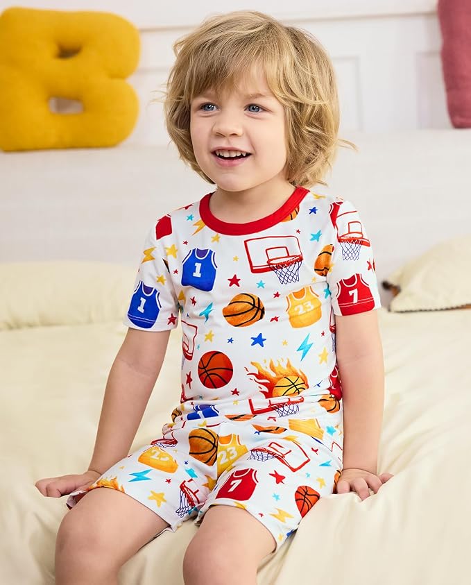 babee Reshinee Bamboo Viscose Toddler Boys Pajamas Set, Short Sleeve Kids - Image 6