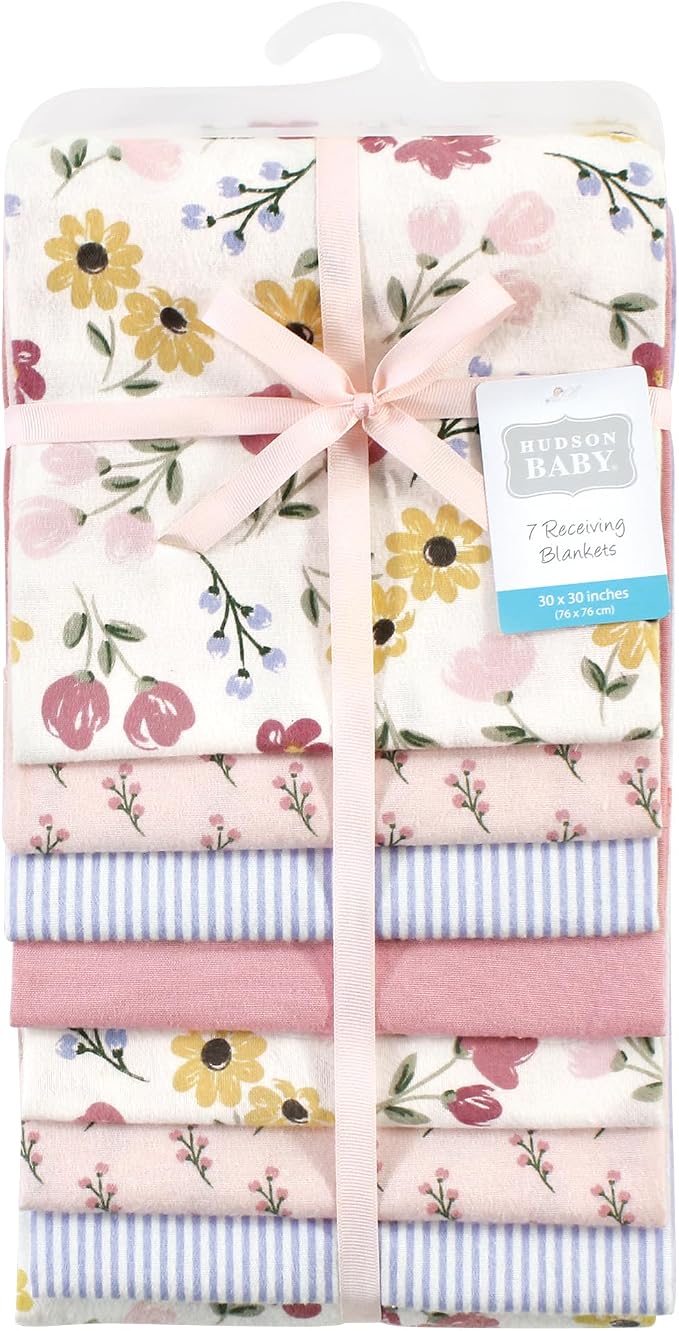 Hudson Baby Unisex Baby Cotton Poly Flannel Receiving Blankets Bundle, Soft - Image 2
