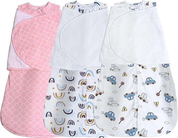 Baby Sleep Sack Swaddle 3 Pack, 3-Way Adjustable, Organic Cotton | Swaddles 3-6 by AugTwig