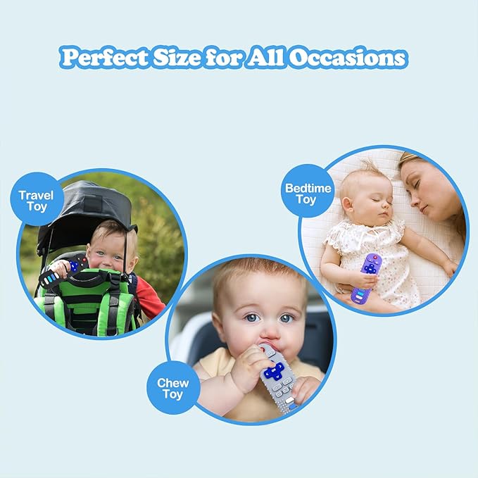 Baby Teething Toys, Food Grade Silicone Teether for Babies 3 6 12 18 Months, TV Remote Shape Toddlers Chew Toys, Freezer BPA Free (Black RC)