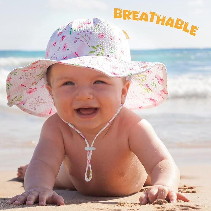 HONGTEYA Baby Sun Hat Wide Brim Adjustable Toddler Beach Bucket Hat | Soft - Image 2