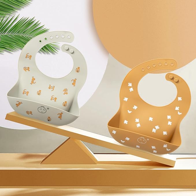Little Dimsum Silicone Baby Feeding Bibs Easily Adjustable and Wipe Clean Soft - Image 7