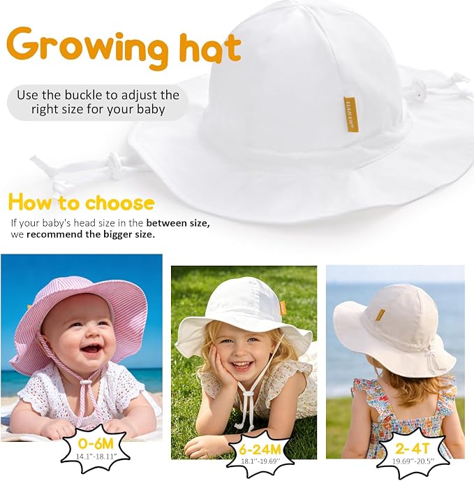 Baby Girl Sun Hat with UPF 50+ Outdoor Adjustable Toddler Beach Hat with Wide - Image 6