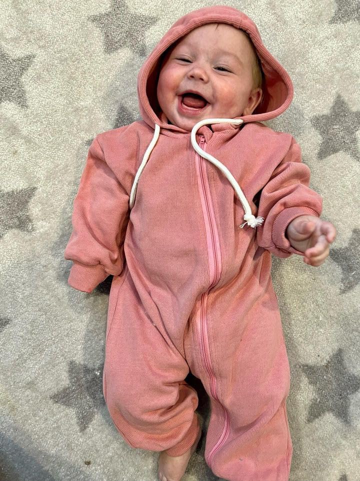 Unutiylo Unisex Baby Boys Girls Long Sleeve Infant Baby Zipper Hooded Jumpsuits - Image 2