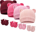 BQUBO Newborn Baby Hats Bear Ears and Mittens Sets Preemie Caps Baby Boy Girl by DRESHOW