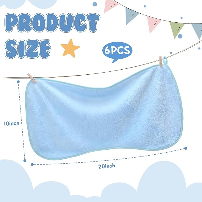 Hahafelt 6 Pack Blue Baby Burp Cloths - Image 2