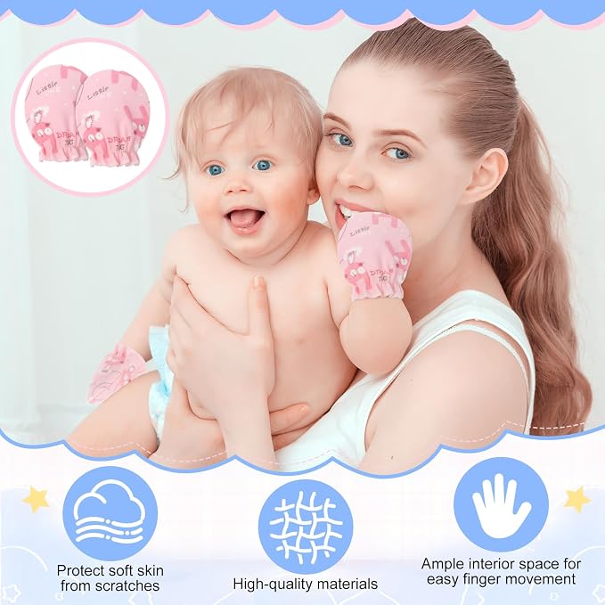 Geyoga 24 Pairs Newborn Baby Mittens No Scratch - Image 4