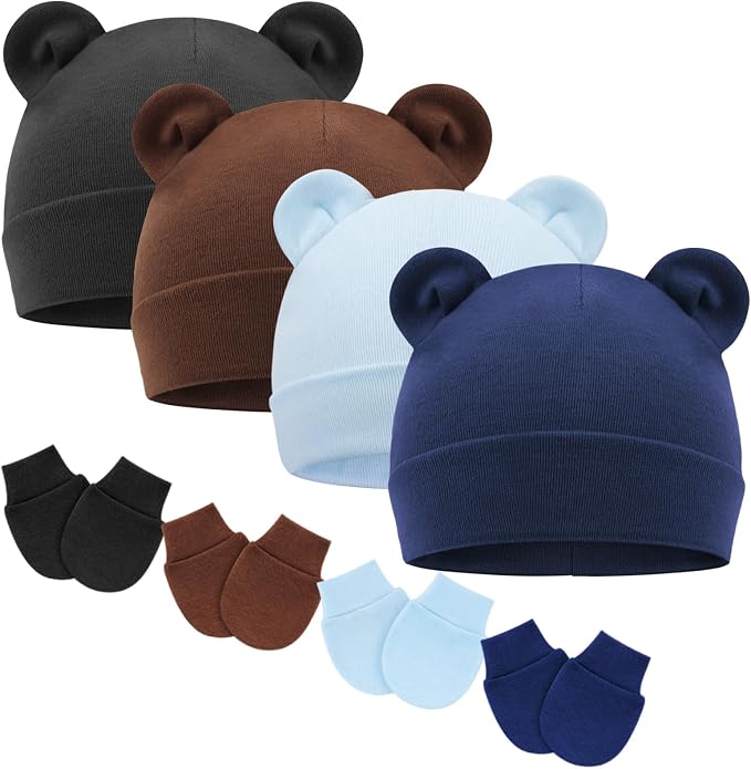 BQUBO Newborn Baby Hats Mittens Set Hospital Hat Beanie Infant Caps Baby Gloves by DRESHOW