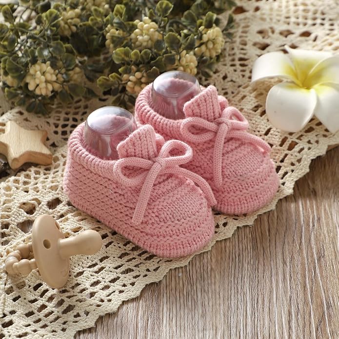 Neiwech Baby Booties Newborn Cozy Soft Warm Knitted Crib Shoes - Image 2