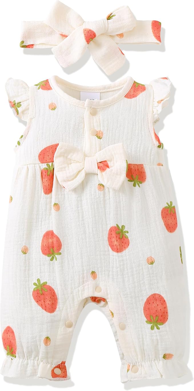 Renotemy Newborn Baby Girl Clothes Romper Summer Outfits Preemie-18Months | by Renotemy