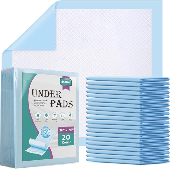 Extra Large Disposable Bed Pads for Incontinence 36" x 36" - 20 Count, Leak-Proof Chucks Pads for Adults, Kids and Pets, Absorbent Disposable Underpads, Incontinence Bed Pads Disposable for Beds