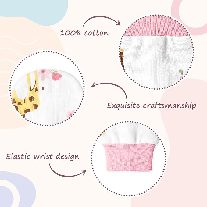 8 Pairs Baby Mittens No Scratch, Cotton Newborn Gloves Infant Mittens - Image 2