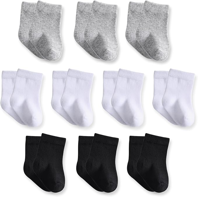 Baby Crew Socks, Cotton Rich Newborn Fit 0–3/3–6/6–12 Months by Unknown