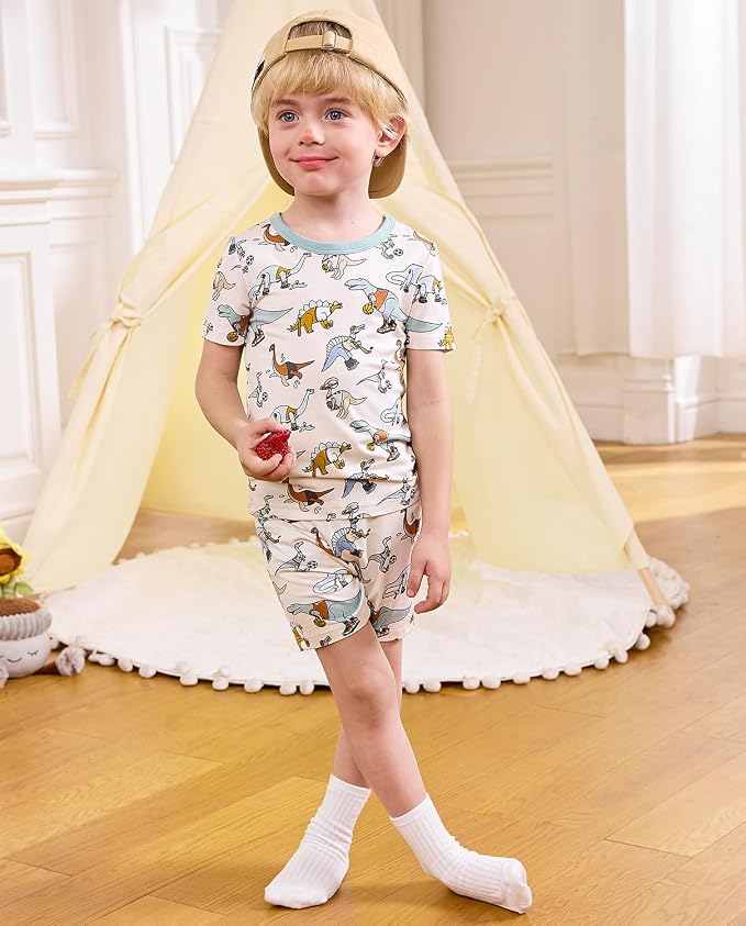 babee Reshinee Bamboo Viscose Toddler Boys Pajamas Set, Short Sleeve Kids - Image 5